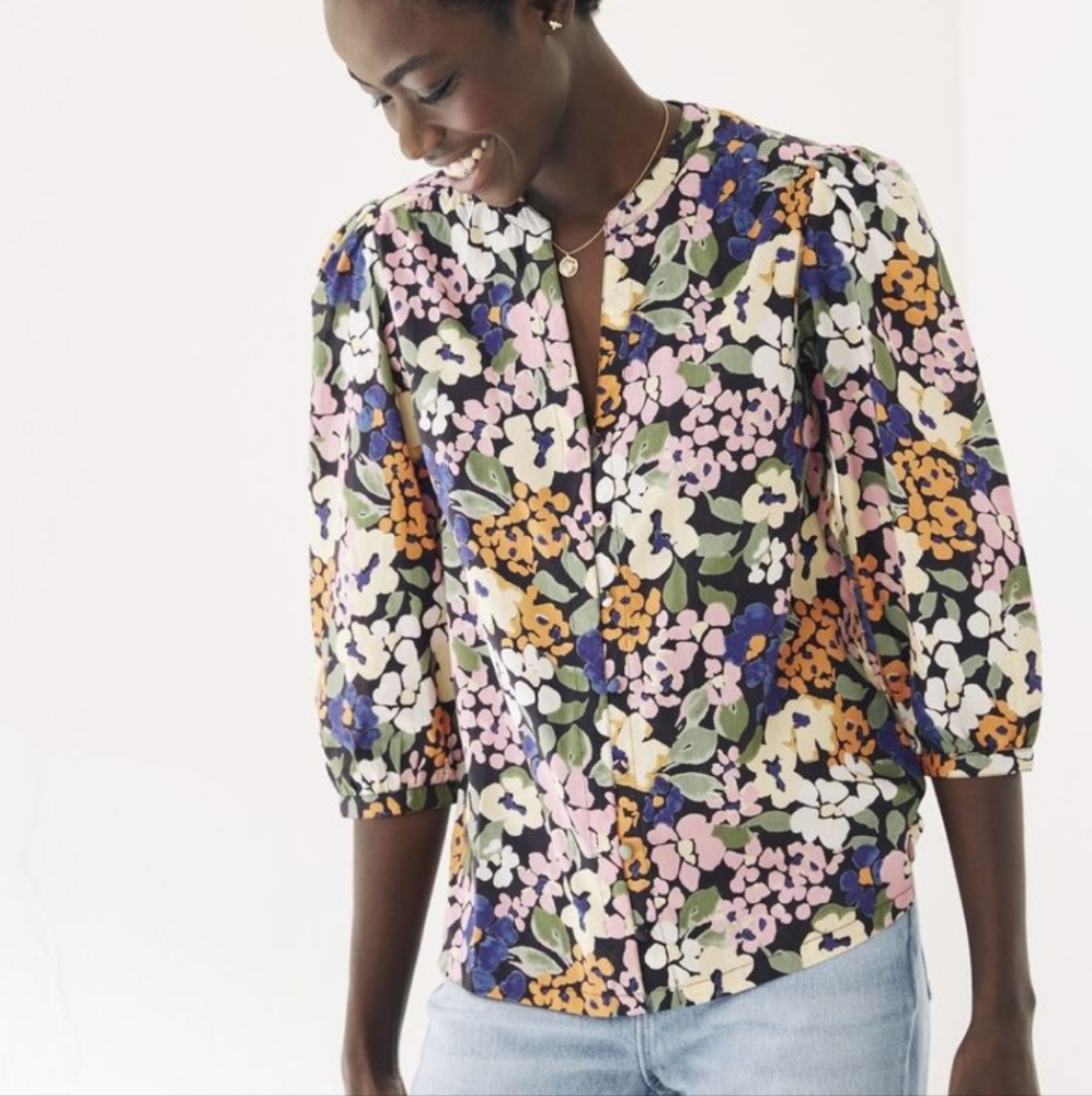 FAT FACE Riley Wildflower Poplin Blouse Romantic Size 14